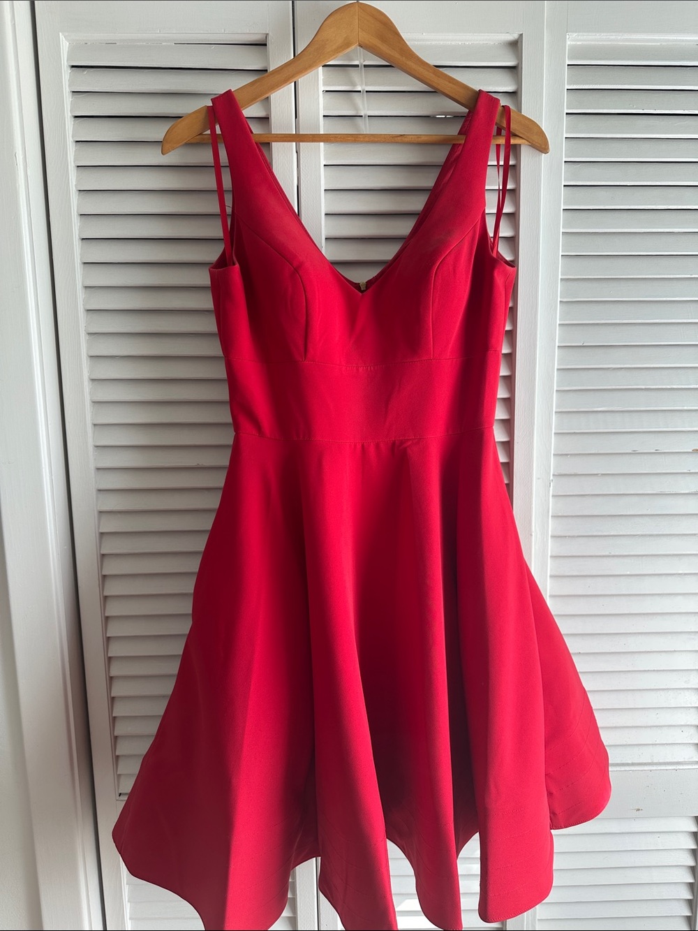 Xscape Red V-Neck Fit & Flare Mini Dress